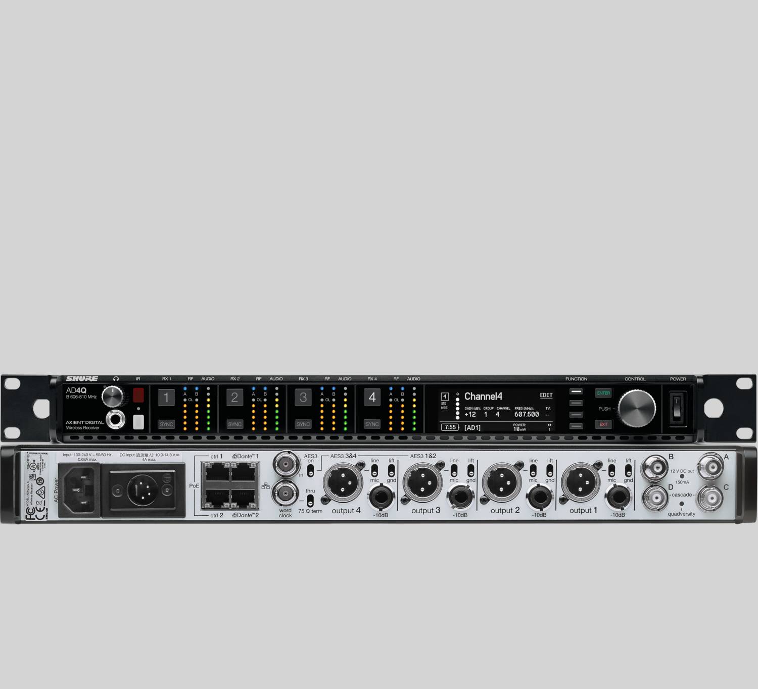 Ekki nota Shure Axient AD4 Quad Móttakari(A 470-636mhz)